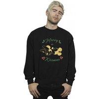 Disney Men's Mickey Mouse Merry Kissmas Sweatshirt in Black | Size: 2XL