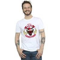Netflix Men's Stranger Things Hellfire Christmas T-Shirt in White | Size: 5XL