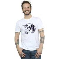 Netflix Men's The Witcher Wolf Logo Infill T-Shirt in White | Size: 4XL