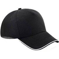 Beechfield Men's Authentic 5 Panel Piped Peak Cap in Black