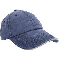 Result Men's Washed Fine Line Cotton Baseball Cap With Sandwich Peak in Mid Navy