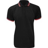 Kustom Kit Men's Tipped Piqu Short Sleeve Polo Shirt in True Black | Size: Small