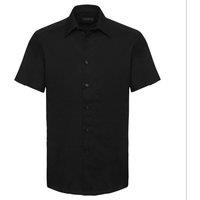 Russell Men's Collection Short Sleeve Easy Care Tailored Oxford Shirt in Black | Size: 19 inches