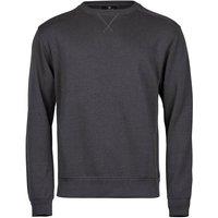 TEE JAYS Men's Ribbed Interlock Crew Neck Sweatshirt in Dark Grey | Size: 3XL