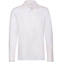Fruit of the Loom Men's Premium Plain Long-Sleeved Polo Shirt in White | Size: 3XL