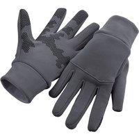 Beechfield Men's Softshell Sports Tech Gloves in Mid Grey | Size: S/M
