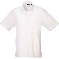 Premier Men's Poplin Short-Sleeved Shirt in White | Size: 22 inches