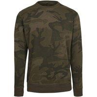 Build Your Brand Men's Camo Crew Neck Sweatshirt in Olive | Size: 5XL