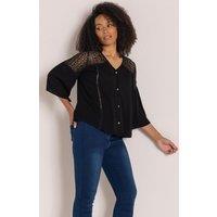 Klass. Women's Lace Trimmed Blouse in Black | Size: 12