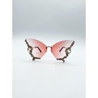 SVNX Women's Butterfly Lens with Crystal Detail in Gradient Pink