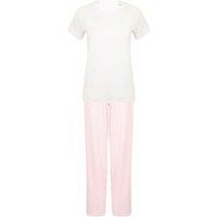 Towel City Women's Pyjama T-Shirt & Bottoms Set in White | Size: Small