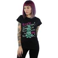 Disney Women's Frozen Trolls Rock On Cotton T-Shirt in Black | Size: XL
