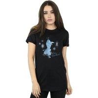 Disney Women's Frozen 2 Olaf Ice Breaker Cotton Boyfriend T-Shirt in Black | Size: XL