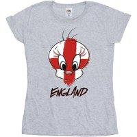 Looney Tunes Women's Tweety England Face Cotton T-Shirt in Grey | Size: 2XL