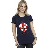 Looney Tunes Women's Tweety England Face Cotton T-Shirt in Navy | Size: Large