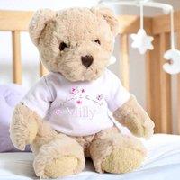 Aye Do Gifts Women's Personalised Luxury Teddy Bear with Floating Flowers T-Shirt in Beige