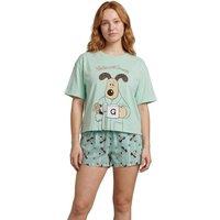 Wallace & Gromit Women's Short Sleeve Short Leg Pyjama Set | Green | Official Merch | Size: Large