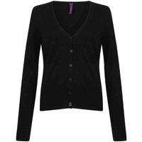 Henbury Women's Lightweight V Neck Short Cardigan in Black | Size: 2XS