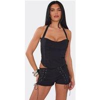 EGO Women's Lace Up Low Rise Shorts in Black | Size: 12