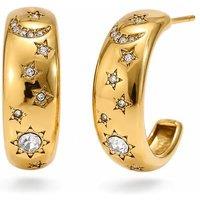 Luxe Tones Women's Elunia Luxe 18k Gold Plated Moon & Star Hoop Earrings