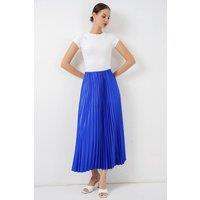 Big Dart Women's High Waist Pleated Maxi Skirt in Cobalt