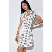 Big Dart Women's Polka Dot A-Line Mini Dress With Bow in Off-White | Size: Medium