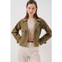 Big Dart Women's Short Belted Trench Coat in Khaki | Size: 4XL