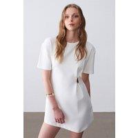 Dilvin Women's Mini Shift Dress in White | Size: Small