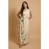 Oasis Women's Petite Trailing Camelia Jersey Bandeau Maxi Dress in Butter | Size: 14