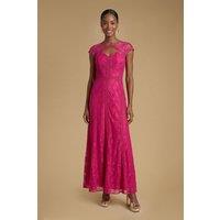 Oasis Women's Premium Chantilly Lace Maxi Dress in Hot Pink | Size: 12