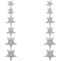 Latelita Women's Graduated Star Drop Earrings Sterling Silver in White