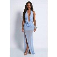 LEMONLUNAR Women's Celeste Plunge Multiway Maxi Dress Blue | Size: XS