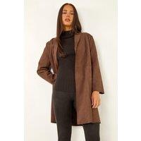 Roman Women's Petite Faux Suede Pocket Jacket in Chocolate | Size: 10