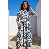 Roman Women's Petite Floral Midi Dress in Navy | Size: 14