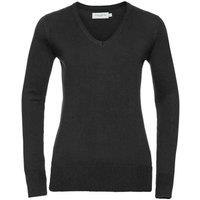 Russell Collection Women's Knitted V Neck Jumper in Black | Size: Medium