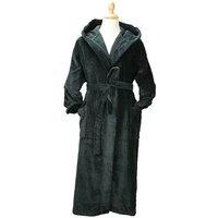 ARTG Women's Deluxe Velour Hooded Dressing Gown in Jet Black | Size: XS