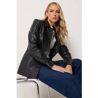 Long Tall Sally Women's Tall Premium Leather Jacket in Black | Size: 12