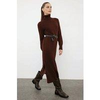 WOVCOR Women's Woven Maxi Evening Dress With Shawl Detail in Brown | Size: Medium