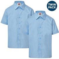 David Luke Short Sleeve School Shirt with Velcro Fastening 2 pack in Light Blue | Size: 3-4 Years