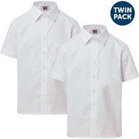 David Luke Short Sleeve School Shirt with Velcro Fastening 2 pack in White | Size: 5-6 Years