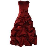 Cinda Girl's Bridesmaid Flower Girl Dress in Burgundy | Size: 5-6 Years