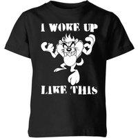 Looney Tunes Official Tasmanian Devil I Woke Up Like This Kids' T-Shirt - 5-6 Years in Black | Size: YS