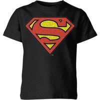 Superman Official DC Comics Original Crackle Logo Kids' T-Shirt - 5-6 Years in Black | Size: YS