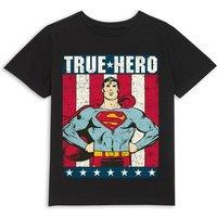 Superman Official DC Comics Originals True Hero Kids' T-Shirt - 9-10 Years in Black | Size: YL