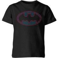 Justice League Official DC Comics Batman Retro Grid Logo Kids' T-Shirt - 7-8 Years in Black | Size: YM