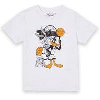Space Jam Official Bugs & Daffy Time Squad Kids' T-Shirt in White | Size: Medium
