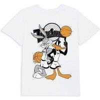 Space Jam Official Bugs & Daffy Time Squad Kids' T-Shirt in White | Size: XS
