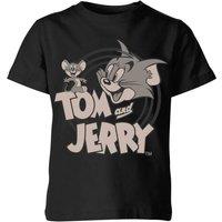 Tom & Jerry Official Circle Kids' T-Shirt in Black | Size: Small