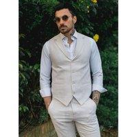 TruClothing Men's Summer Suit Waistcoat Trousers Wedding in Cream | Size: 36R