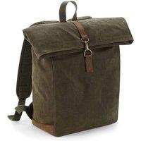 Quadra Men's Heritage Leather Accents Backpack in Dark Olive